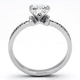 Rhodium Brass Ring with AAA Grade CZ  in Clear