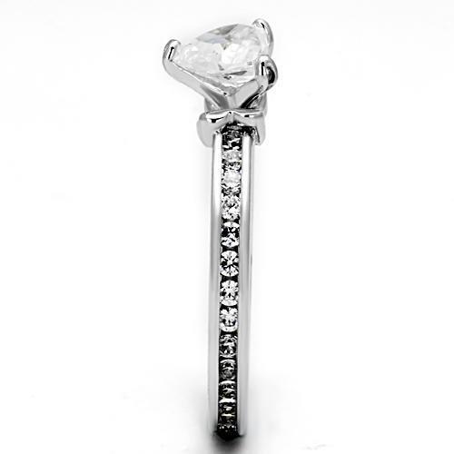 Rhodium Brass Ring with AAA Grade CZ  in Clear