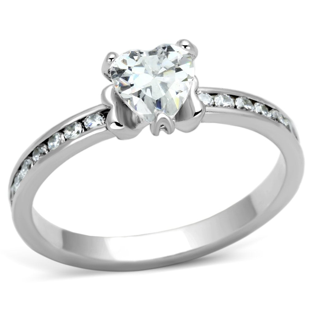Rhodium Brass Ring with AAA Grade CZ  in Clear