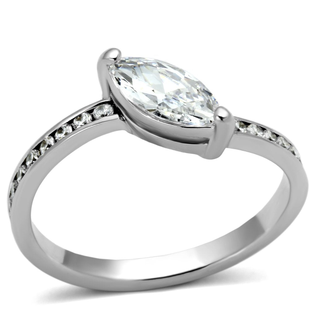 Rhodium Brass Ring with AAA Grade CZ  in Clear