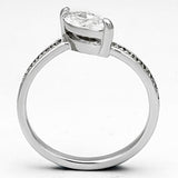 Rhodium Brass Ring with AAA Grade CZ  in Clear