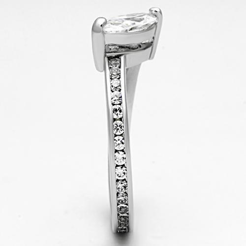 Rhodium Brass Ring with AAA Grade CZ  in Clear
