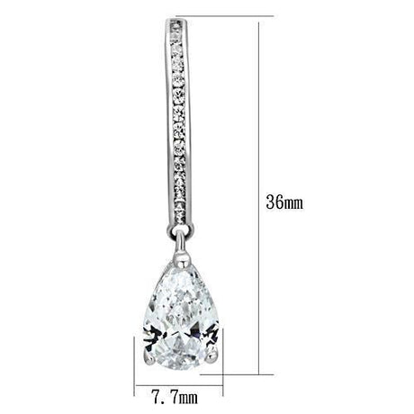 Rhodium Brass Earrings with AAA Grade CZ  in Clear
