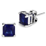 Rhodium Brass Earrings with Synthetic Synthetic Glass in Montana