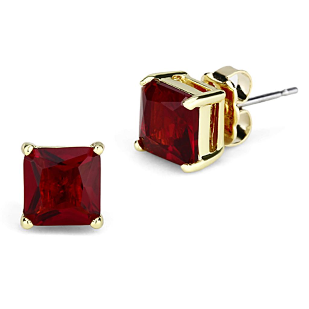 Gold Brass Earrings with Synthetic Synthetic Glass in Siam