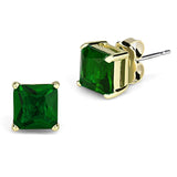 Gold Brass Earrings with Synthetic Synthetic Glass in Emerald