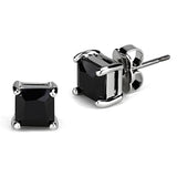 Rhodium Brass Earrings with AAA Grade CZ  in Black Diamond