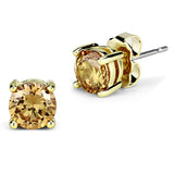 Gold Brass Earrings with AAA Grade CZ  in Champagne
