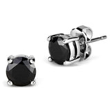 Rhodium Brass Earrings with AAA Grade CZ  in Black Diamond