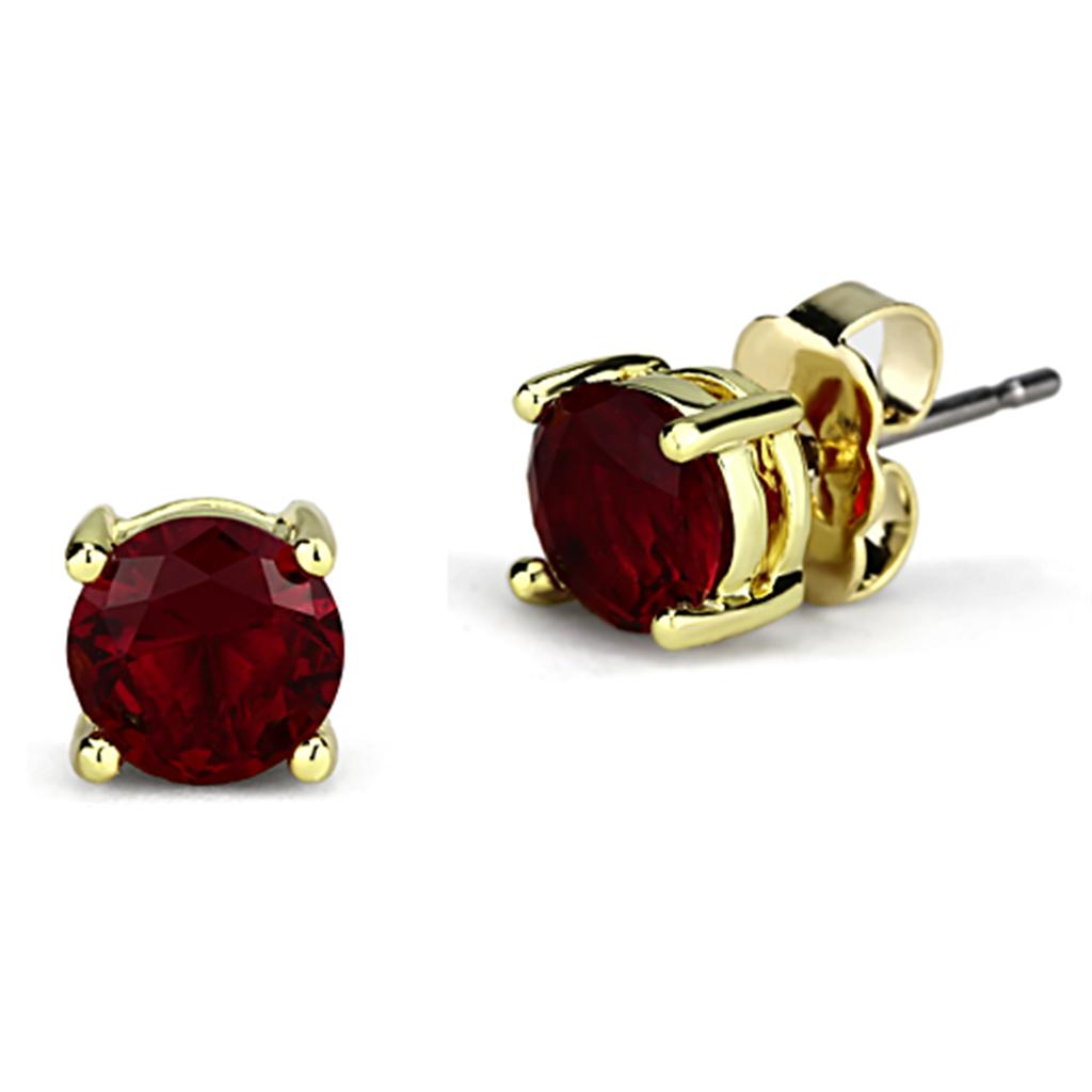 Gold Brass Earrings with Synthetic Synthetic Glass in Siam