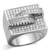Rhodium Brass Ring with AAA Grade CZ  in Clear