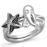 Rhodium Brass Ring with Top Grade Crystal  in Clear