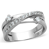 Rhodium Brass Ring with AAA Grade CZ  in Clear