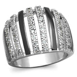 Rhodium + Ruthenium Brass Ring with AAA Grade CZ  in Clear