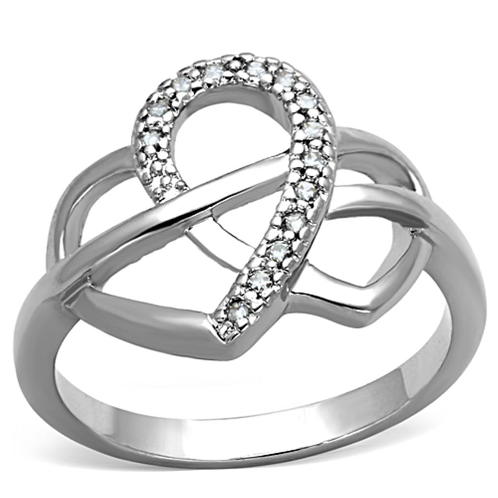 Rhodium Brass Ring with AAA Grade CZ  in Clear