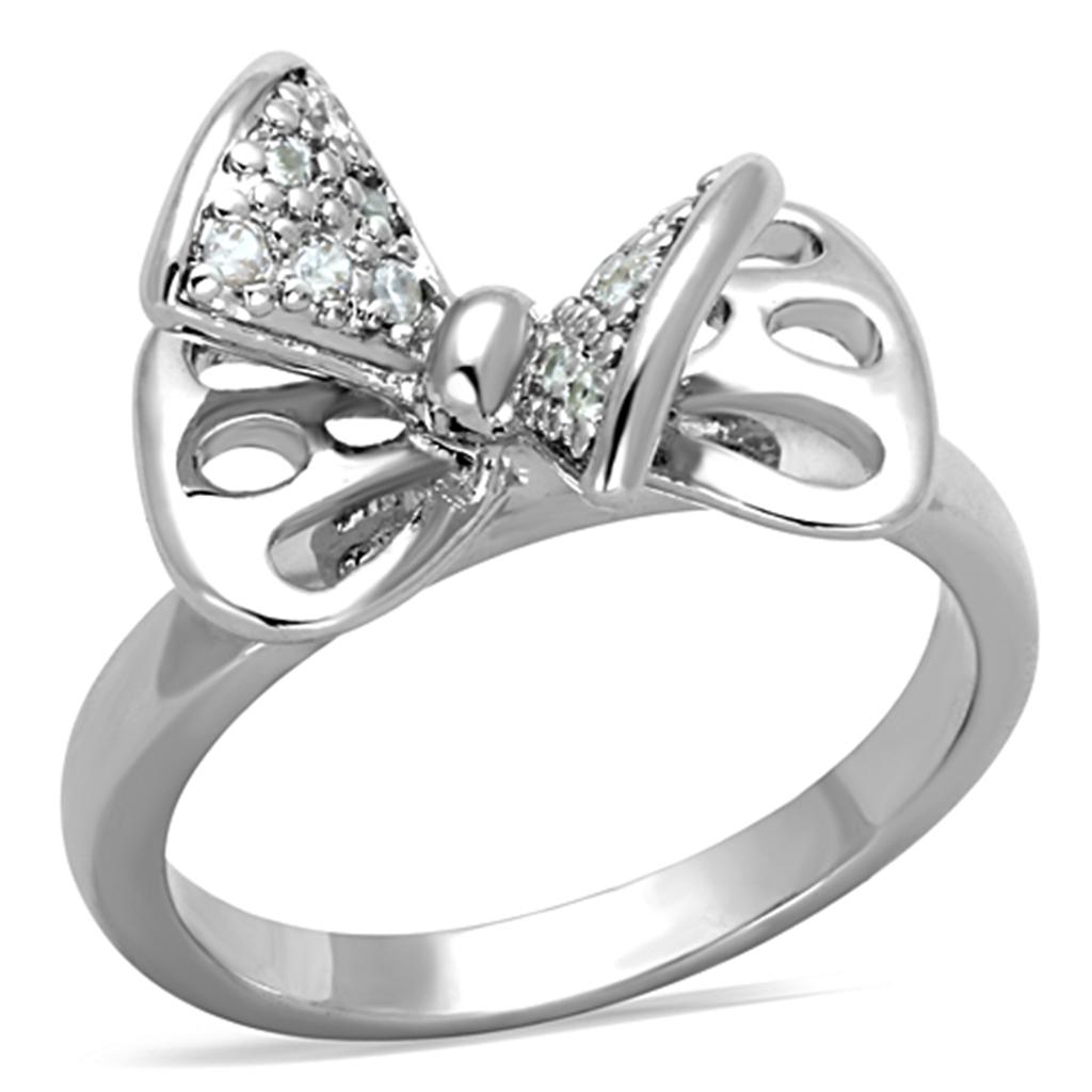 Rhodium Brass Ring with AAA Grade CZ  in Clear