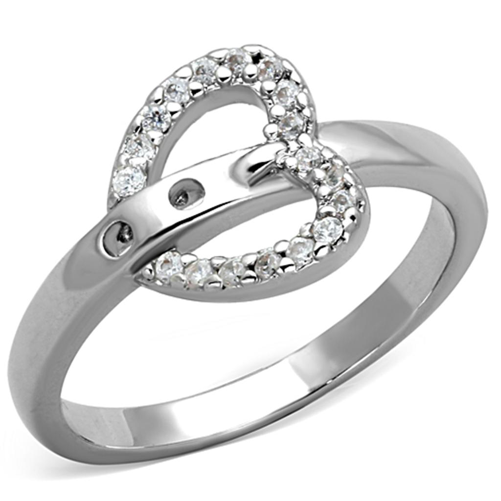 Rhodium Brass Ring with AAA Grade CZ  in Clear