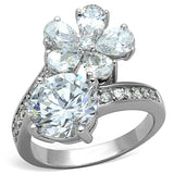 Rhodium Brass Ring with AAA Grade CZ  in Clear