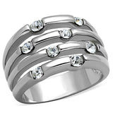 Rhodium Brass Ring with Top Grade Crystal  in Clear