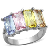Rhodium Brass, AAA CZ , Multi Color - 3W583