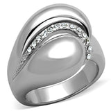 Rhodium Brass Ring with Top Grade Crystal  in Clear