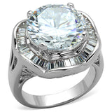 Rhodium Brass Ring with AAA Grade CZ  in Clear