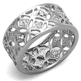 Rhodium Brass Ring with Top Grade Crystal  in Clear
