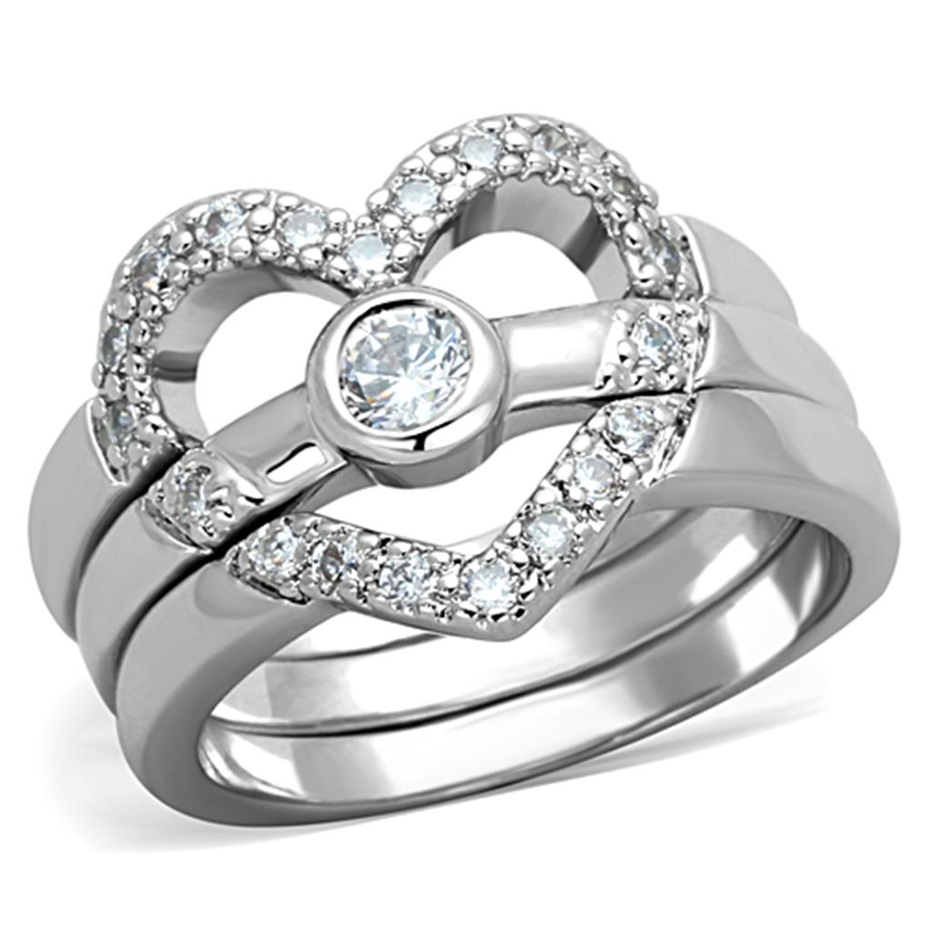 Rhodium Brass Ring with AAA Grade CZ  in Clear