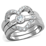 Rhodium Brass Ring with AAA Grade CZ  in Clear