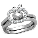 Rhodium Brass Ring with AAA Grade CZ  in Clear