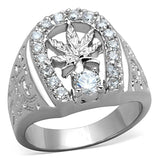 Rhodium Brass Ring with AAA Grade CZ  in Clear