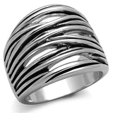 Rhodium Brass Ring with Epoxy  in Jet