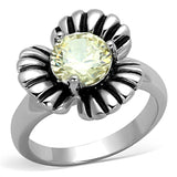 Rhodium Brass Ring with AAA Grade CZ  in Citrine Yellow