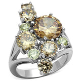 Rhodium Brass Ring with AAA Grade CZ  in Multi Color
