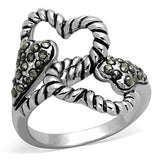 Rhodium Brass Ring with Synthetic Marcasite in Black Diamond