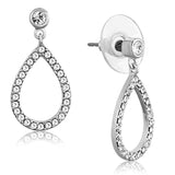 Rhodium Brass Earrings with Top Grade Crystal  in Clear