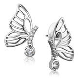 Rhodium Brass Earrings with AAA Grade CZ  in Clear