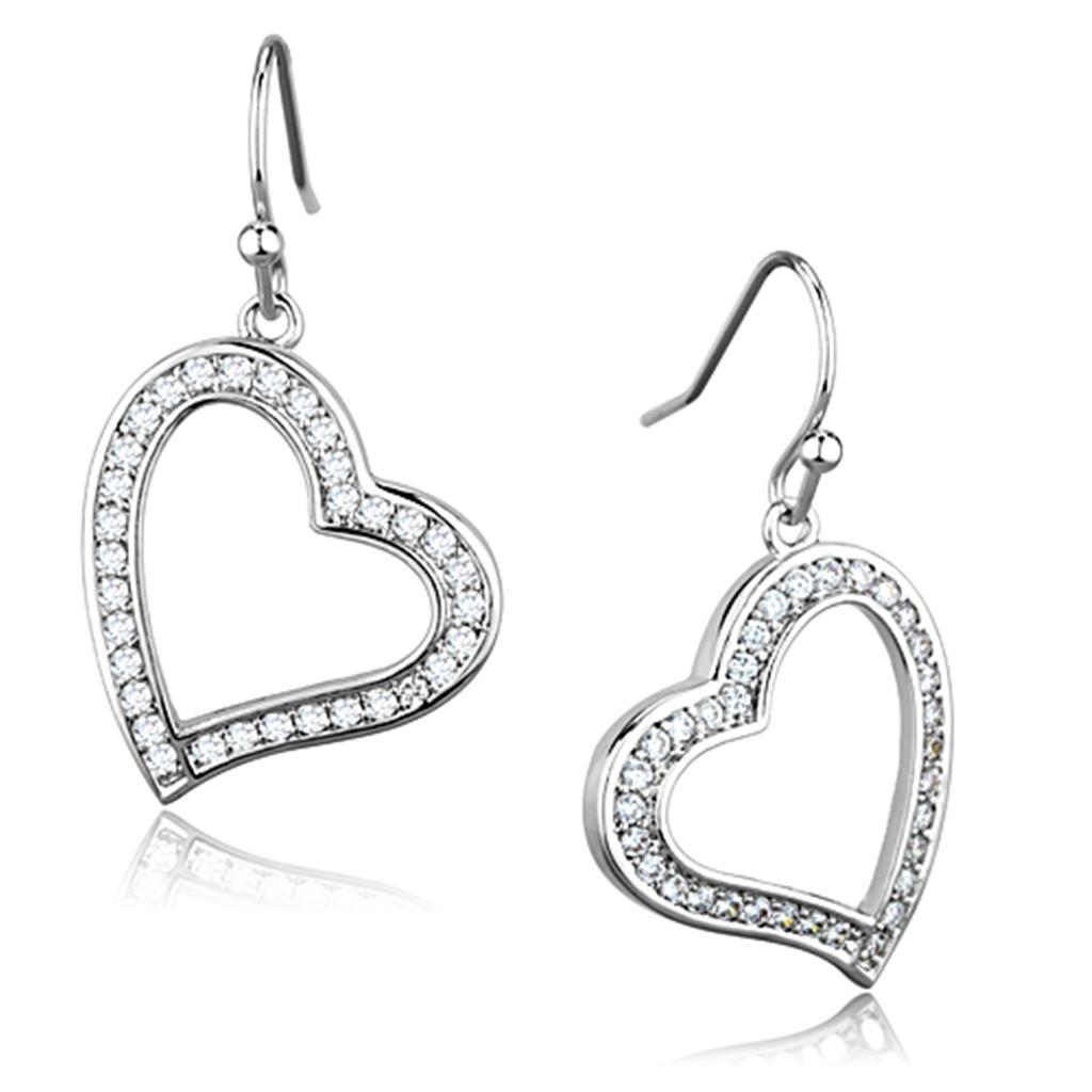 Rhodium Brass Earrings with AAA Grade CZ  in Clear
