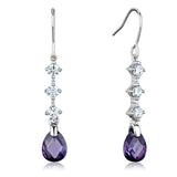Rhodium Brass Earrings with AAA Grade CZ  in Amethyst