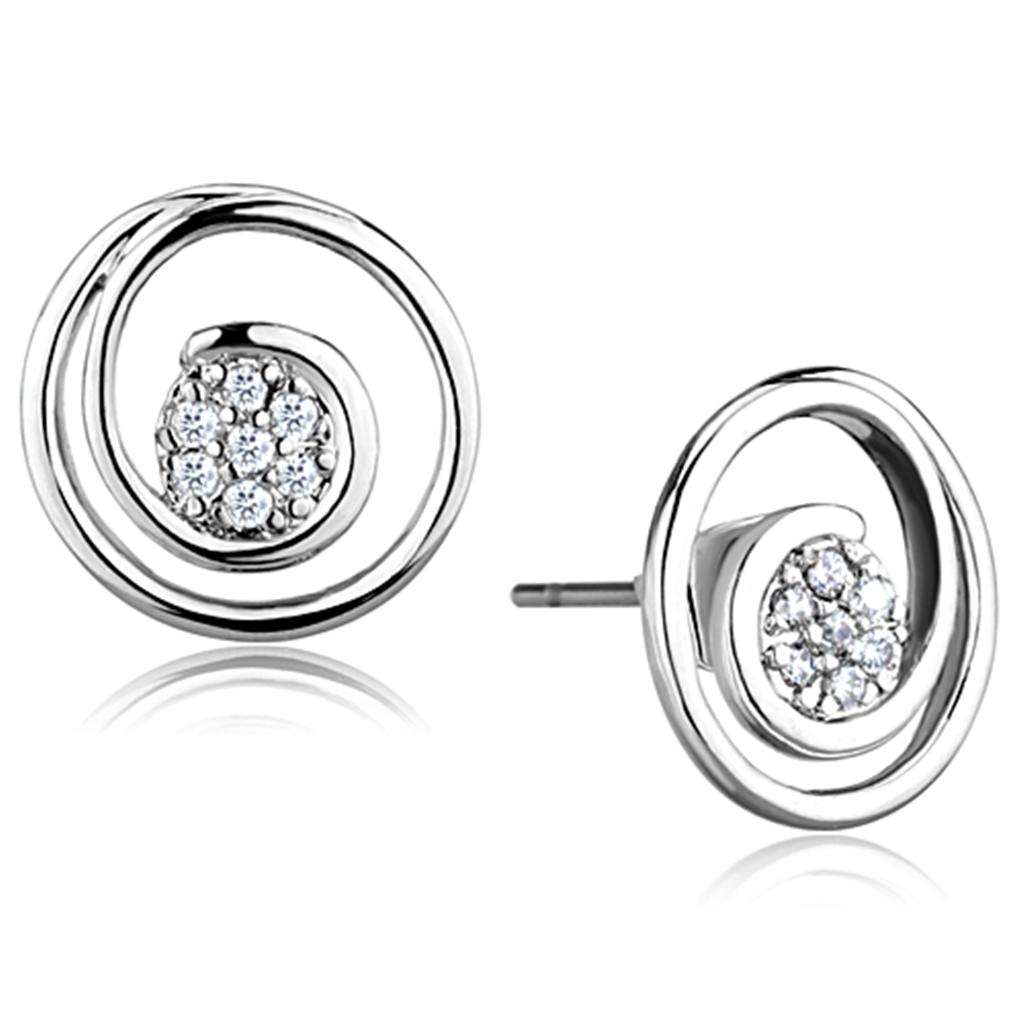 Rhodium Brass Earrings with AAA Grade CZ  in Clear