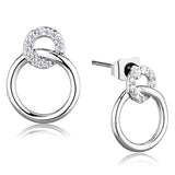 Rhodium Brass Earrings with AAA Grade CZ  in Clear