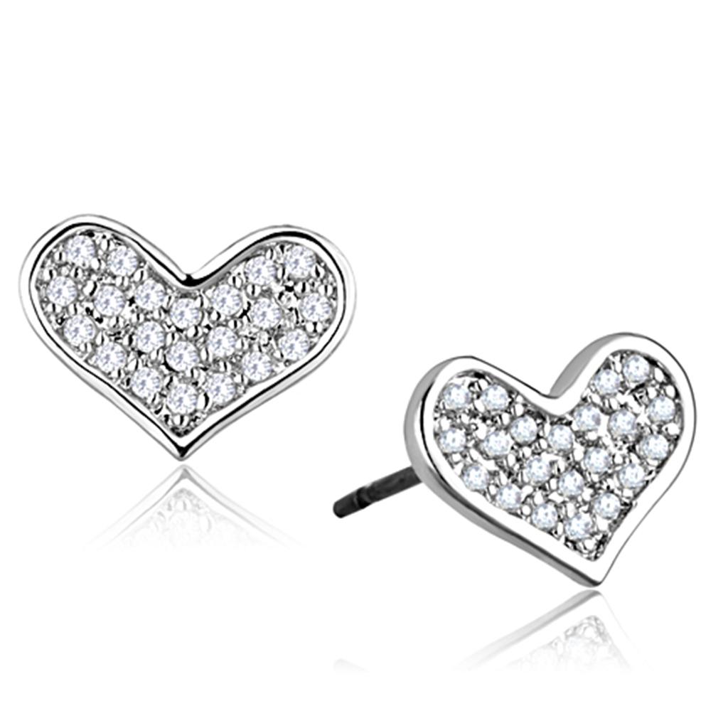 Rhodium Brass Earrings with AAA Grade CZ  in Clear