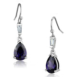 Rhodium Brass Earrings with AAA Grade CZ  in Amethyst