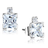 Rhodium Brass Earrings with AAA Grade CZ  in Clear