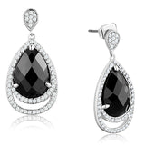 Rhodium Brass Earrings with AAA Grade CZ  in Jet