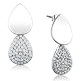 Rhodium Brass Earrings with AAA Grade CZ  in Clear