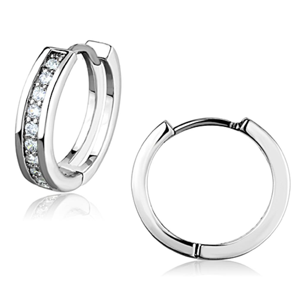 Rhodium Brass Earrings with AAA Grade CZ  in Clear