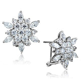 Rhodium Brass Earrings with AAA Grade CZ  in Clear
