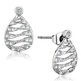 Rhodium Brass Earrings with AAA Grade CZ  in Clear