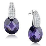 Rhodium Brass Earrings with AAA Grade CZ  in Amethyst